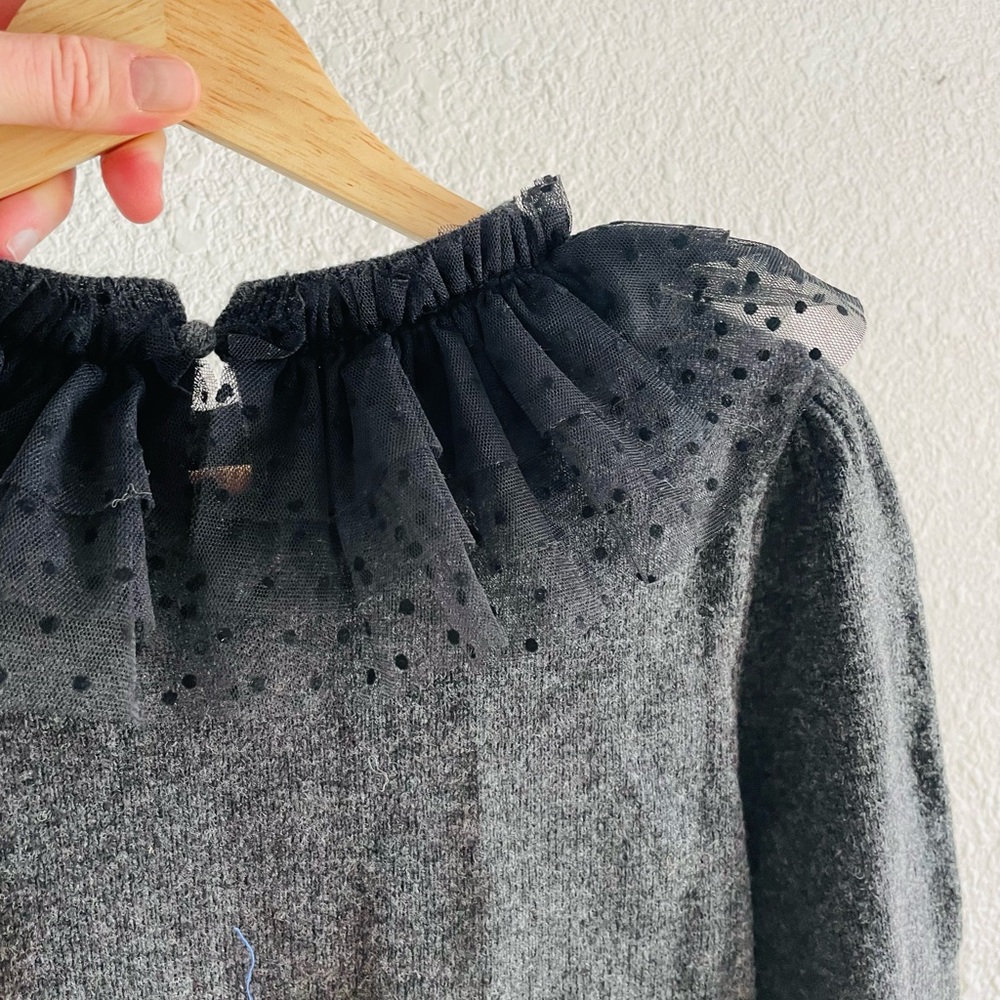 Boden Grey Tulle Ruffle Neck Sweater - Picture 7 of 12